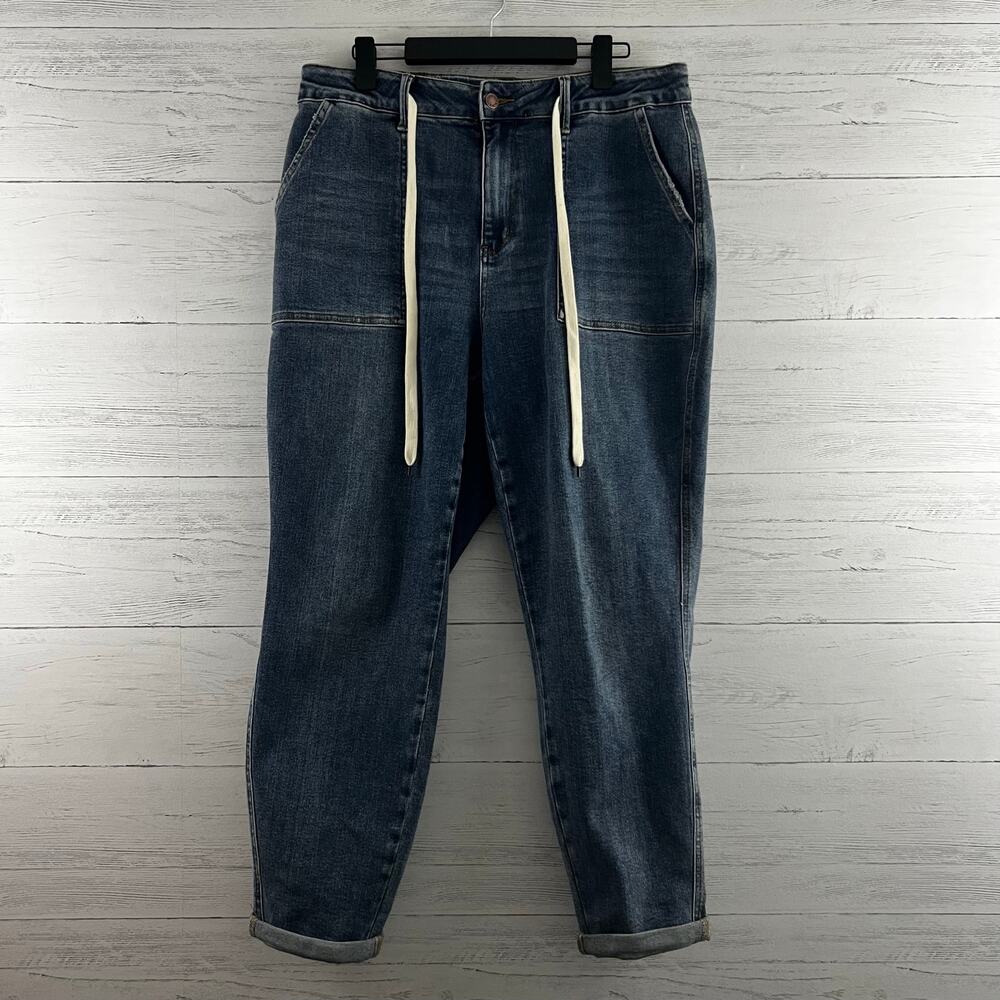 Judy Blue Dark Wash Jogger Waist Tie Jeans Size 14W